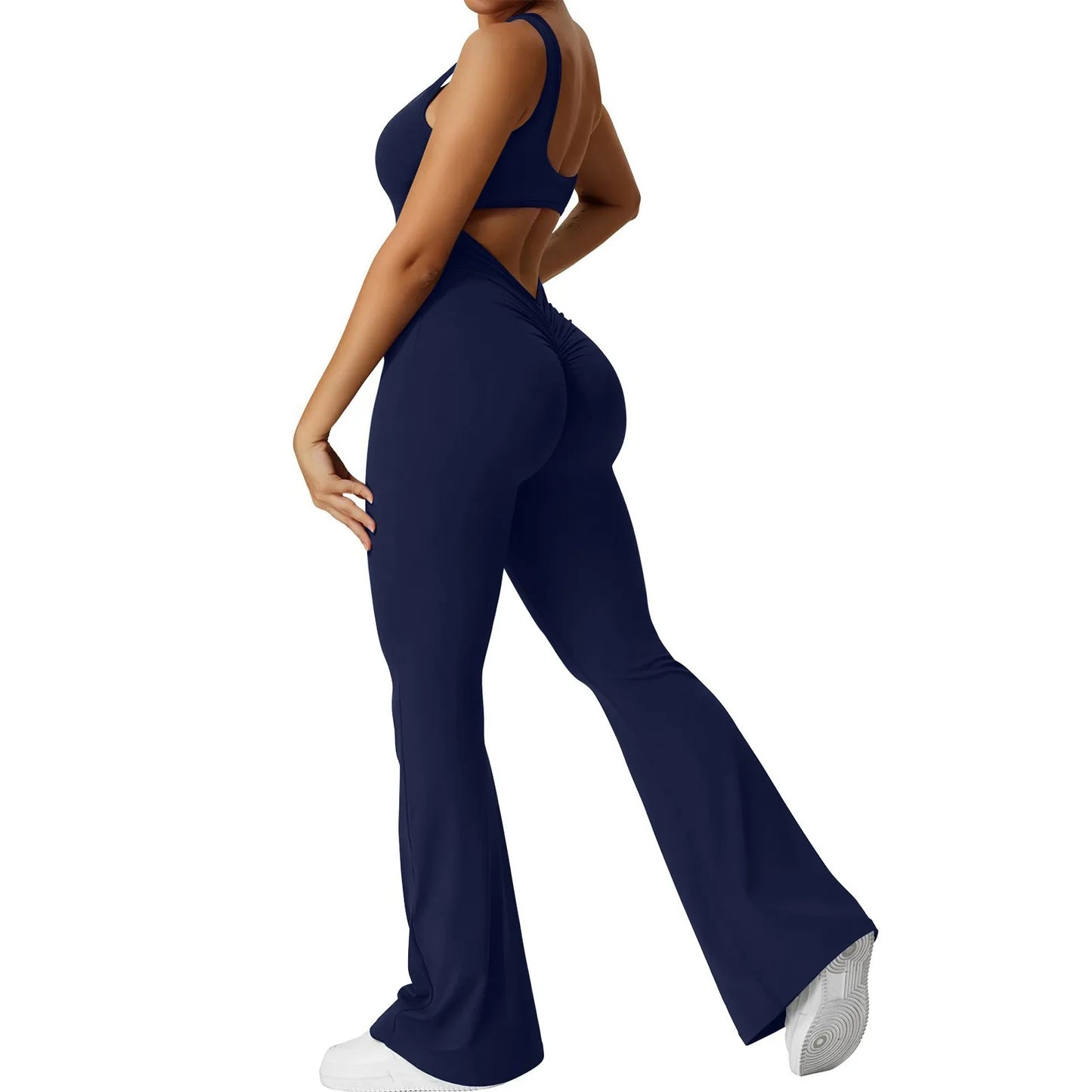 Women's Fashion Jumpsuit Solid Color Sexy Backless Tight Fitting Clothing Elastic Sports Sleeveless Jumpsuit комбинезон женский Yoga Shop 2018
