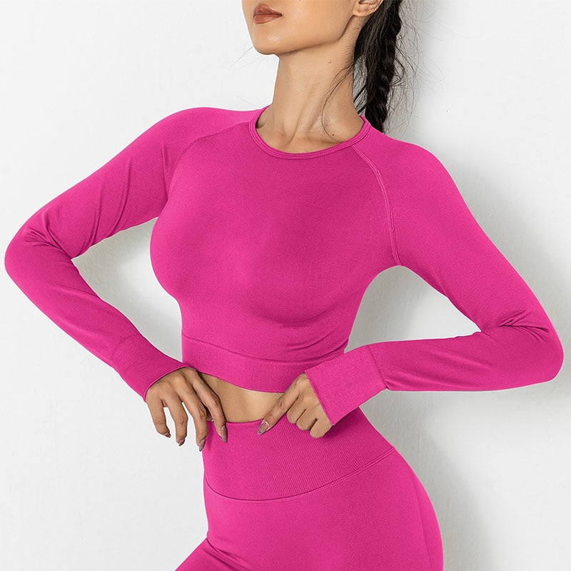 Workout Fitness Long Sleeve Crop Tops Yoga Shop 2018